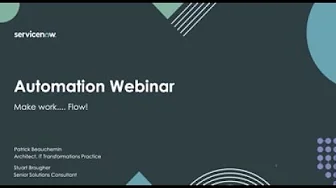 TechTalk - Make Work Flow.... with Flow Designer and IntegrationHub