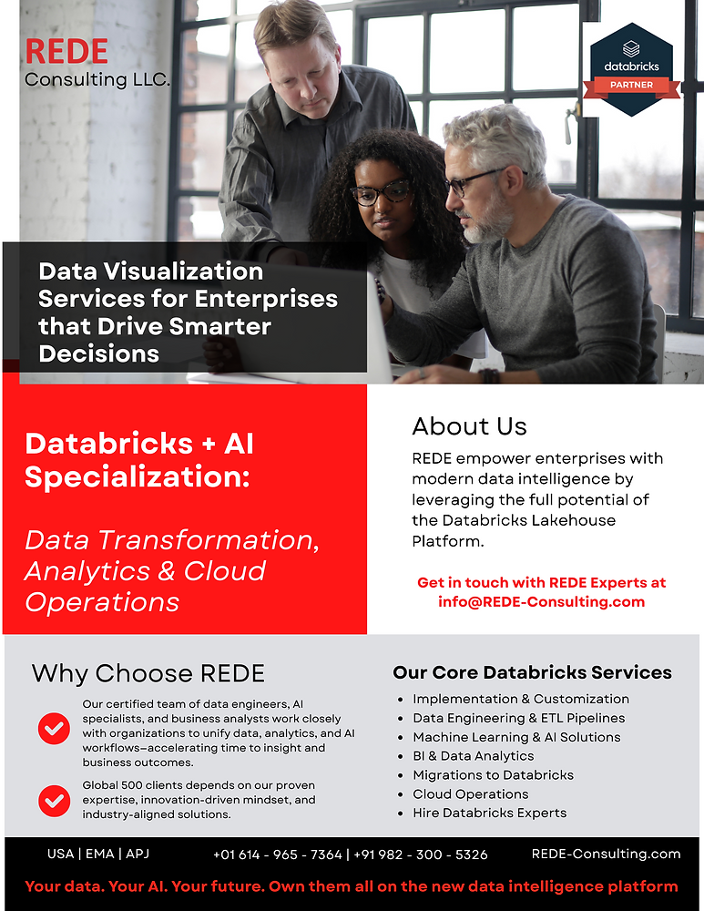 Data Visualization Services using Databricks for enterprises That Drive Smarter Decisions– Powered by REDE and Databricks