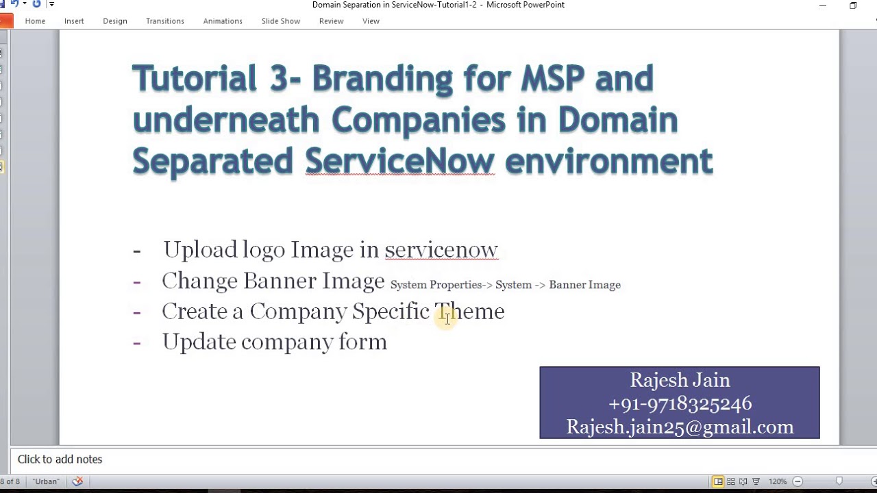 Domain Separation in ServiceNow Tutorial3 Branding