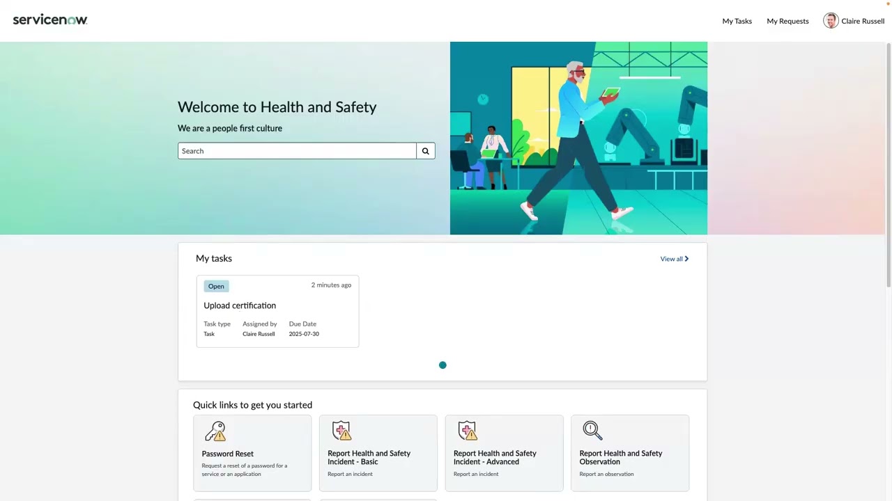 Health and Safety Contractor Service Center Demo