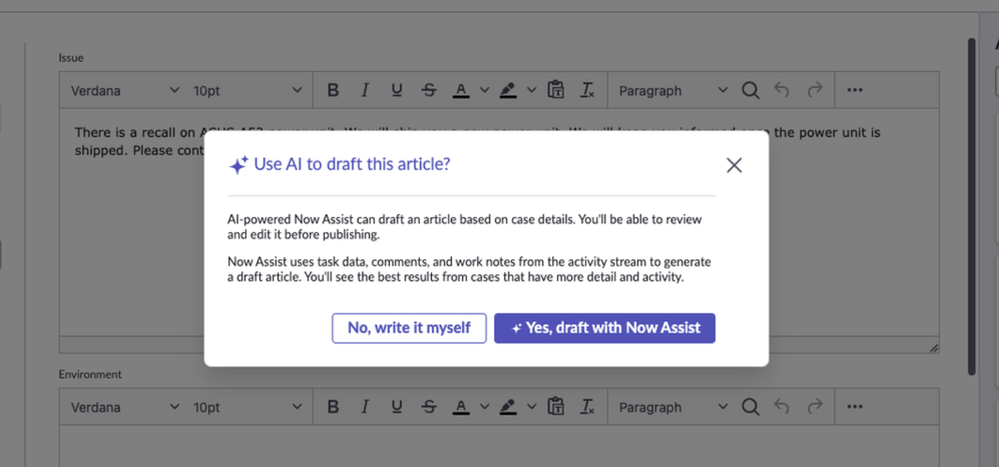 Now Assist for CSM - Knowledge Generation