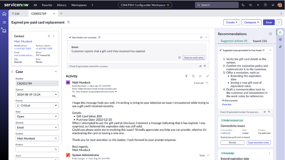 Now Assist for CSM - Suggested Steps Generation