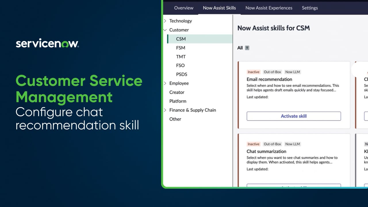 Now Assist for CSM - Chat reply recommendations