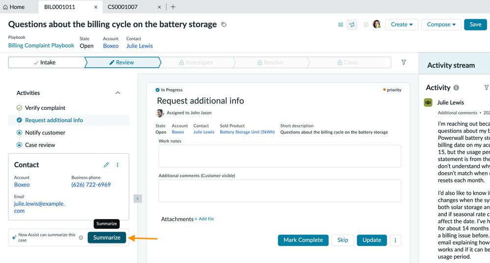 Now Assist for CSM - Case Summarization