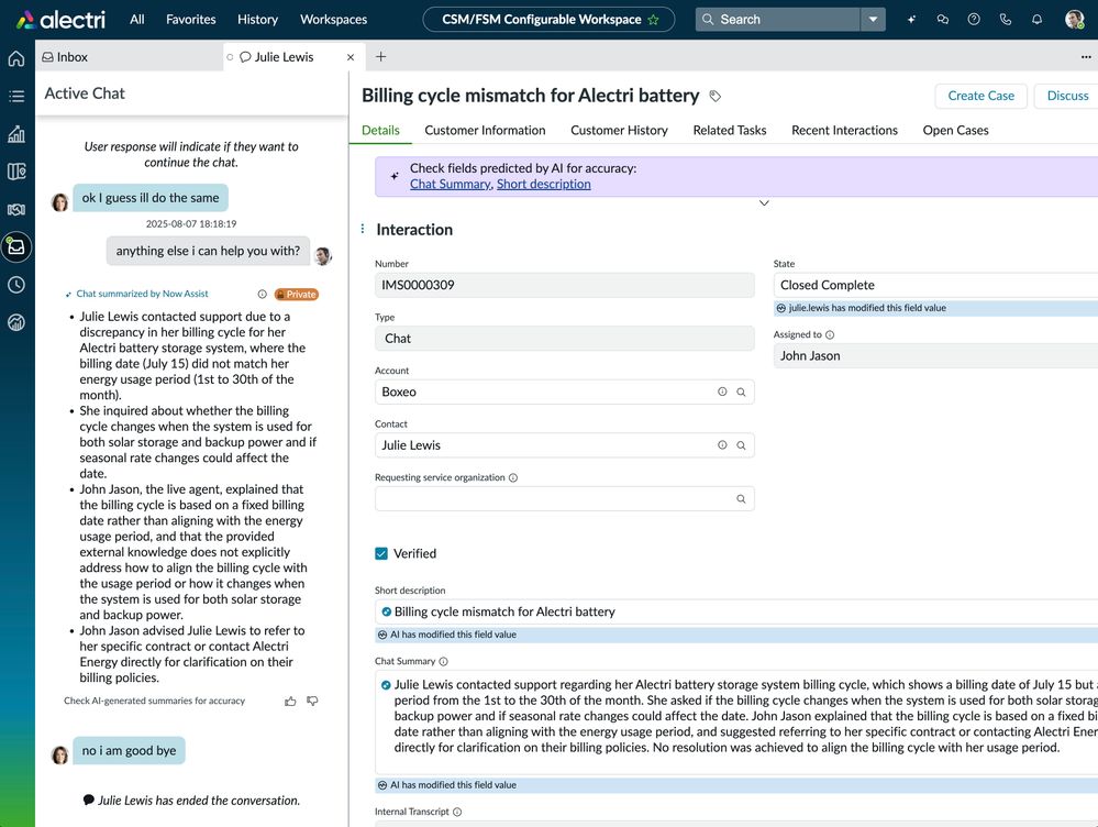 Now Assist for CSM - Chat Summarization and Wrap up Generation