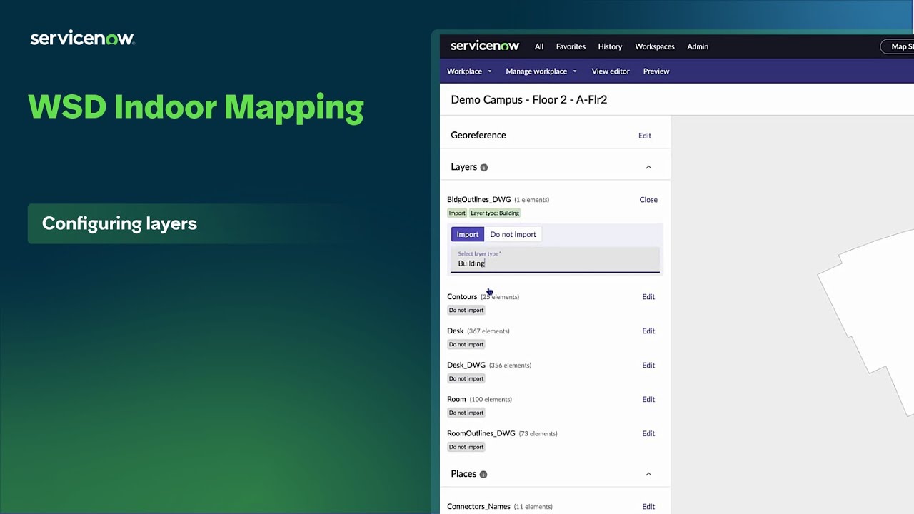 Workplace Service Delivery | Configuring layers in WSD indoor mapping