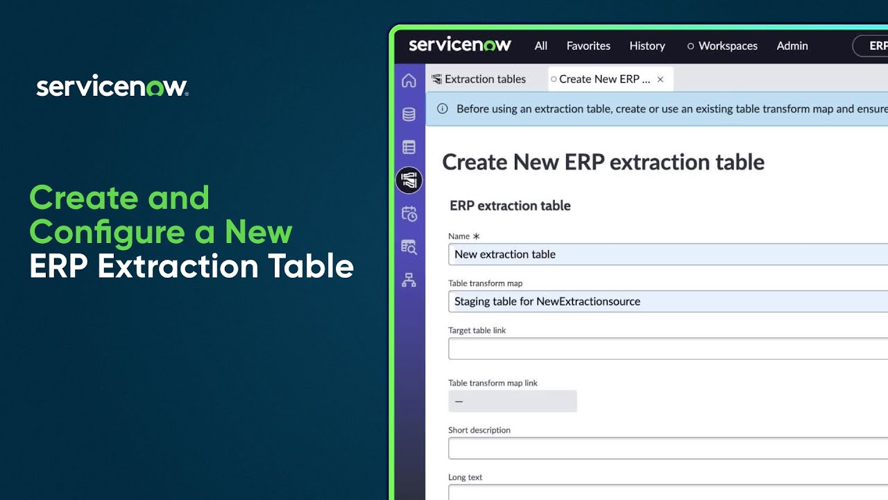 ERP Canvas | Create an extraction table