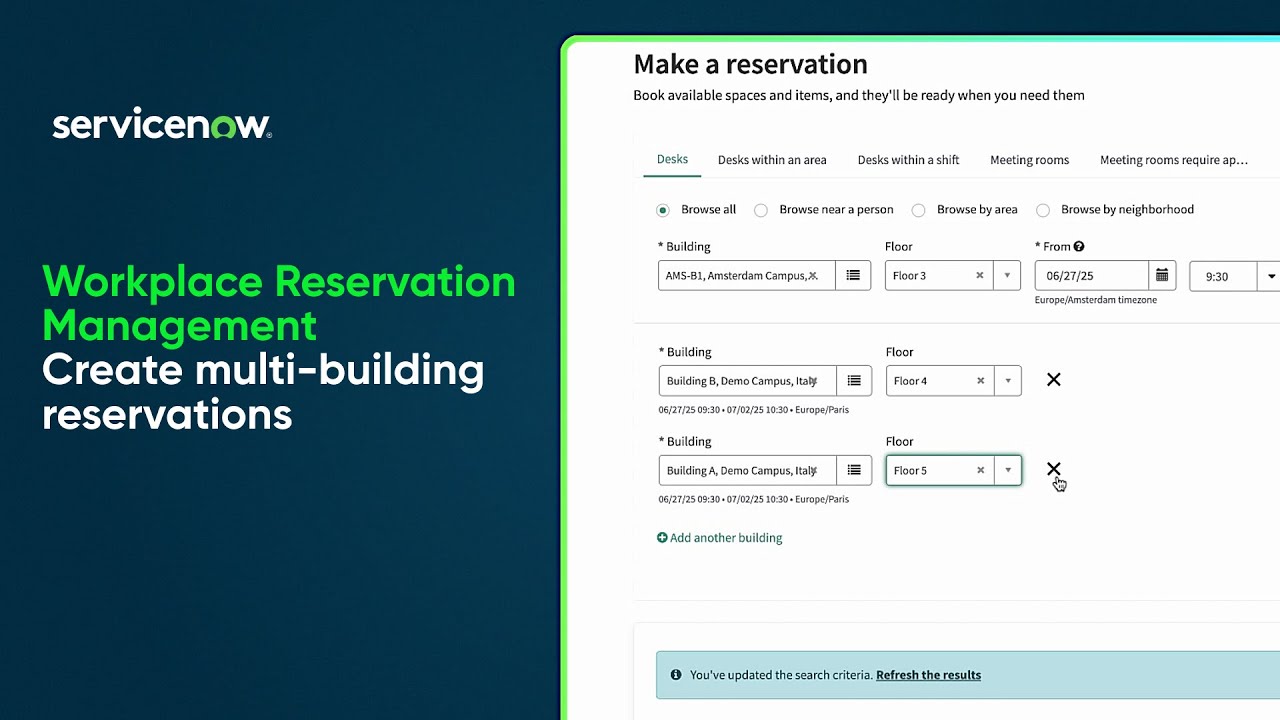 Workplace Reservation Management | Create multi-building reservations