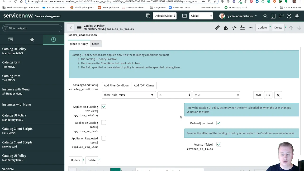 Showing off some nice functionalities with MRVS within ServiceNow