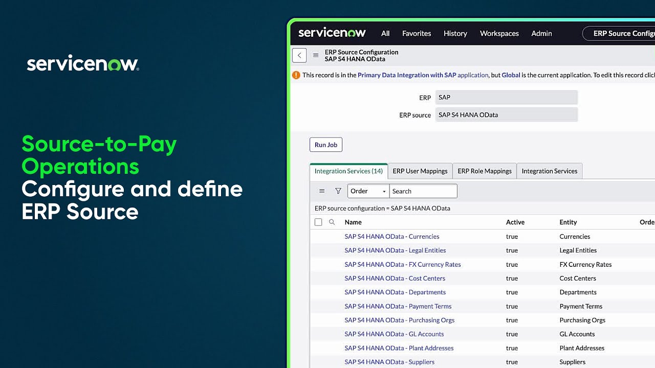 Source to Pay | Configure and define ERP Source Configuration