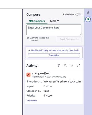 November Release: Now Assist for Health and Safety Incident Summarization