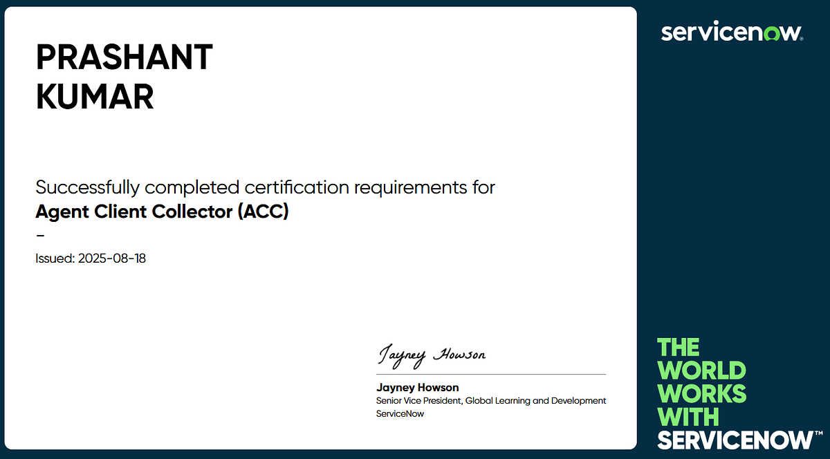 Agent Client Collector (ACC) Accreditation