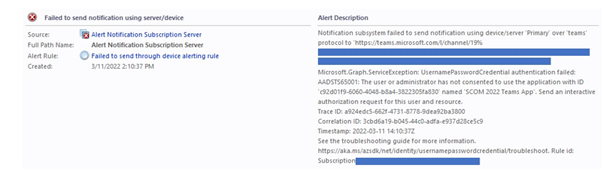 Troubleshooting SCOM 2022 Teams Integration