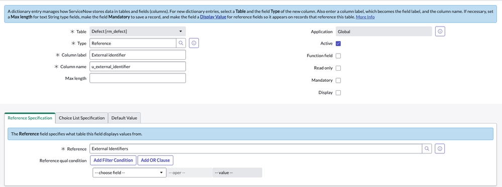 Populate External Identifier on Custom Tables for Azure DevOps Agile Development Integration