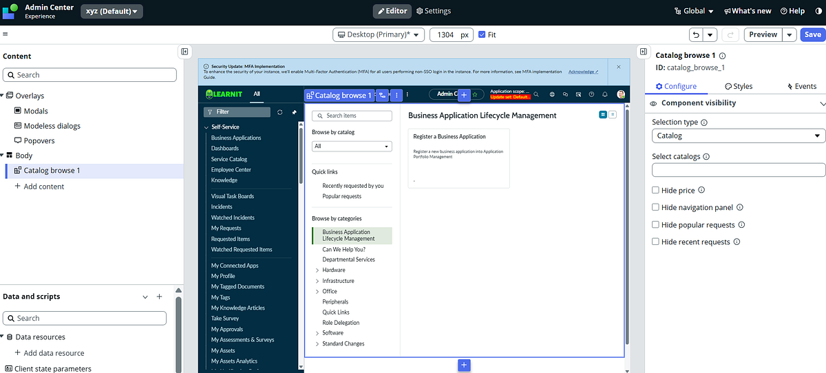 ZURICH Release Feature 4: Catalog Browse Component in UI Builder