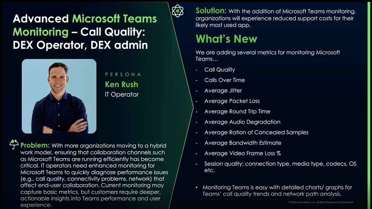 ServiceNow Digital End-user Experience (DEX) Microsoft Teams Monitoring Demo
