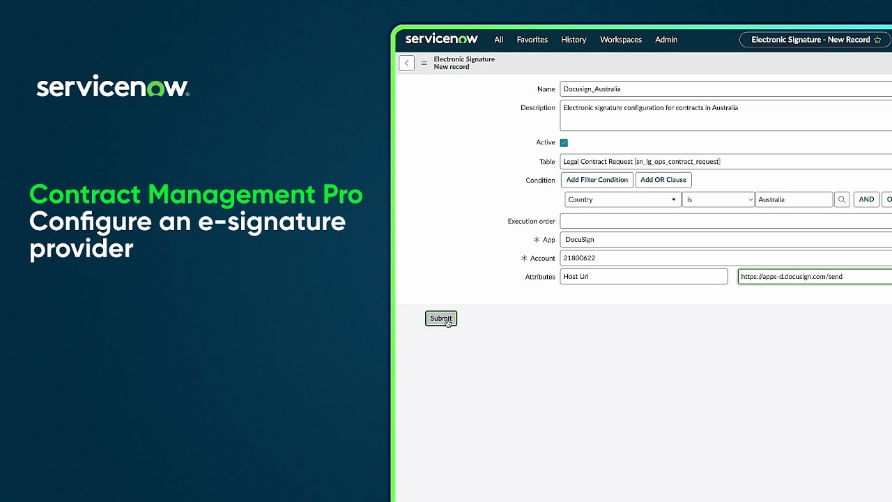 Contract Management Pro | Configure an e-signature provider