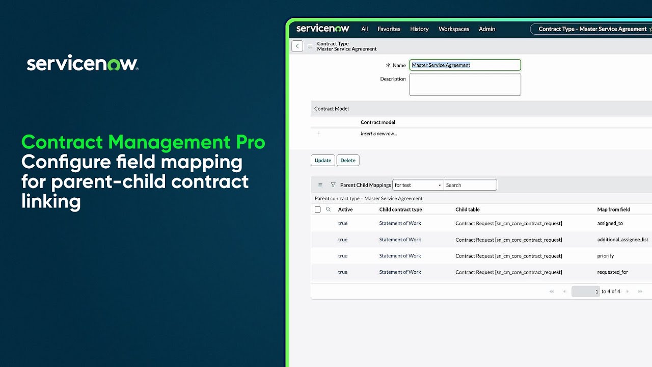 Contract Management Pro | Configure field mapping for parent-child contract linking
