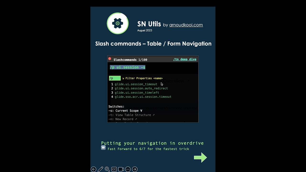 SN Utils Slash commands – Table / Form Navigation