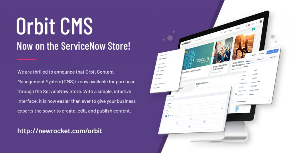 Orbit CMS Now on the ServiceNow Store