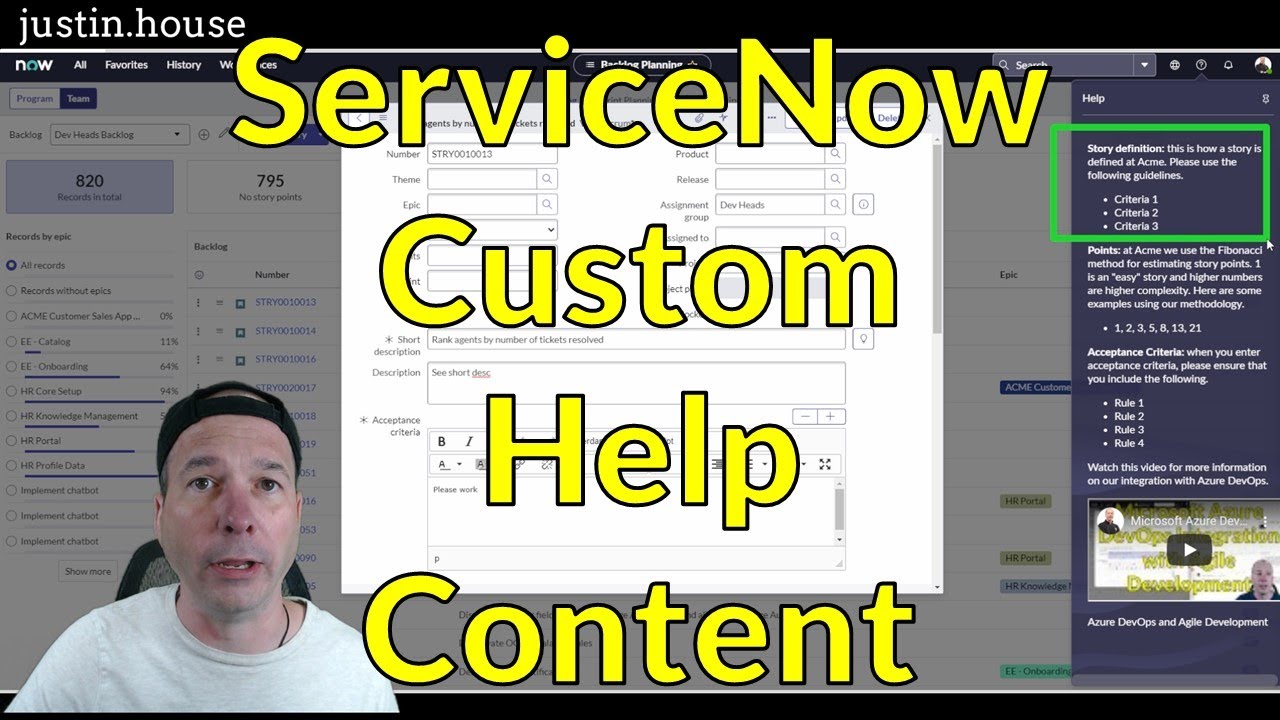 ServiceNow Custom Help Content