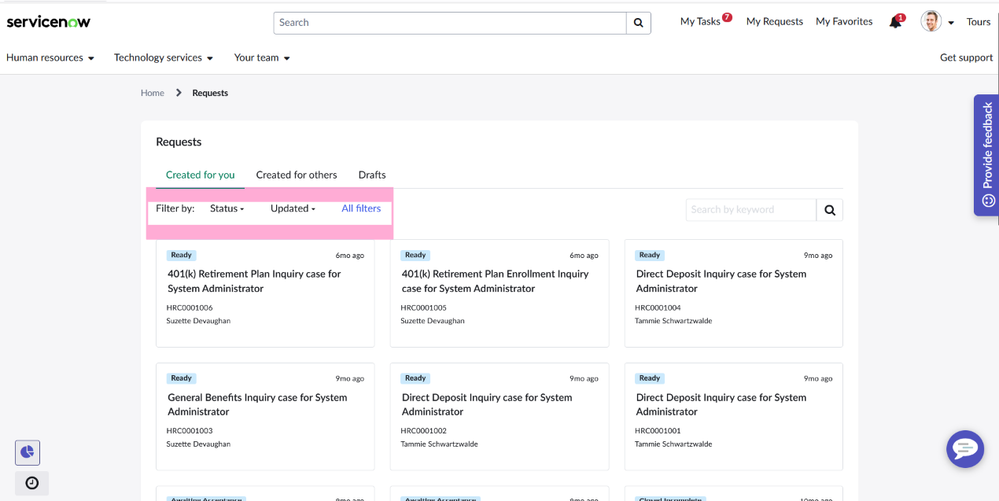 Enhanced Requests experience - Lower level Filter configurations