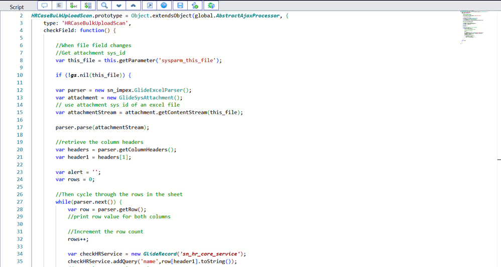 Custom Bulk Case Loading - Scanning column data for an uploaded template file