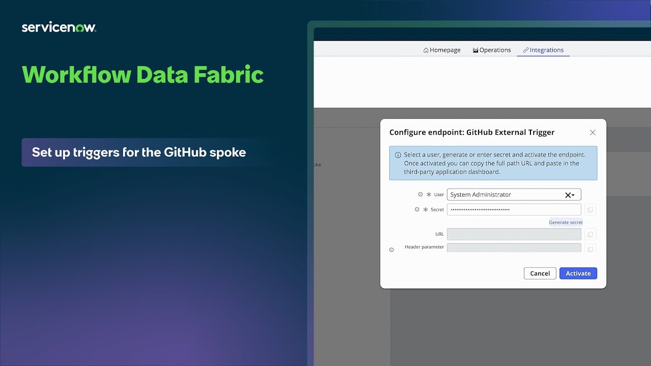 Workflow Data Fabric | Set up triggers for the GitHub spoke