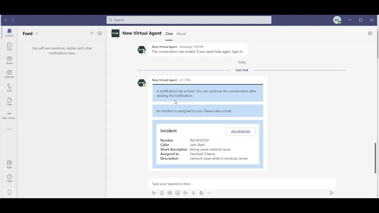 Virtual Agent | Non-actionable notifications | ServiceNow