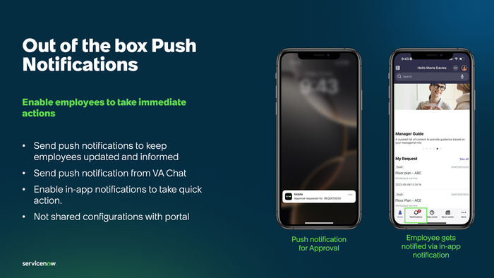 Notifications and Approvals in Now Mobile