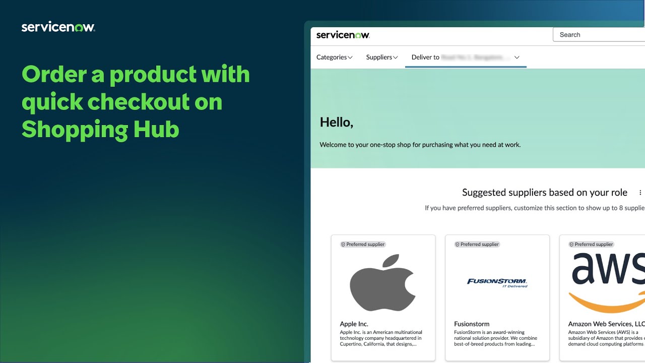 Order a product with quick checkout on Shopping Hub