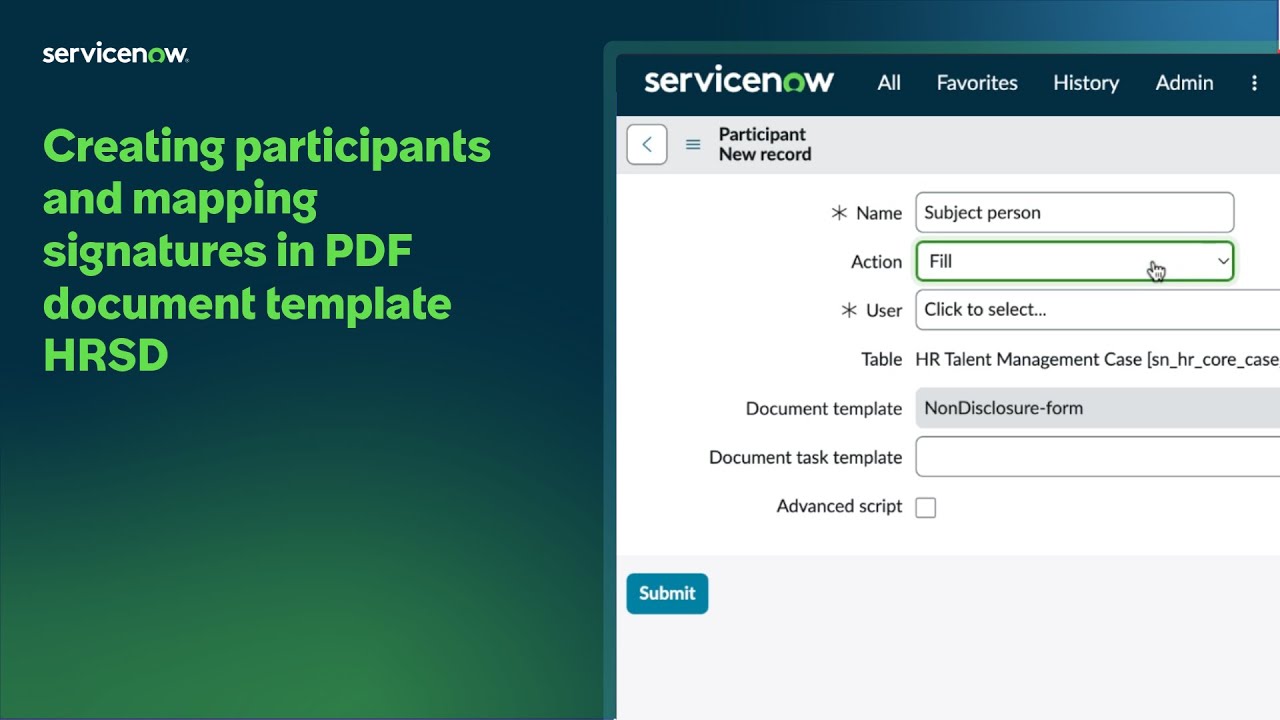 Creating participants and mapping signatures in PDF document template HRSD