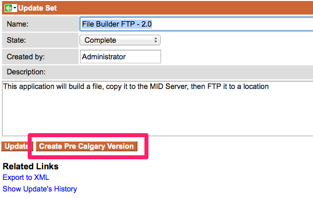 Pre Calgary Update Set Version Generator