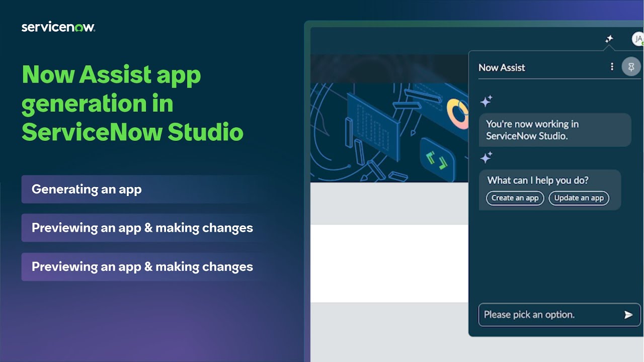 Now Assist for app generation in ServiceNow Studio | Overview