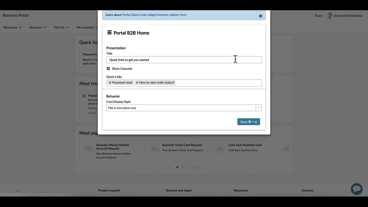 Configurable Portal Widgets: Portal Quick Links
