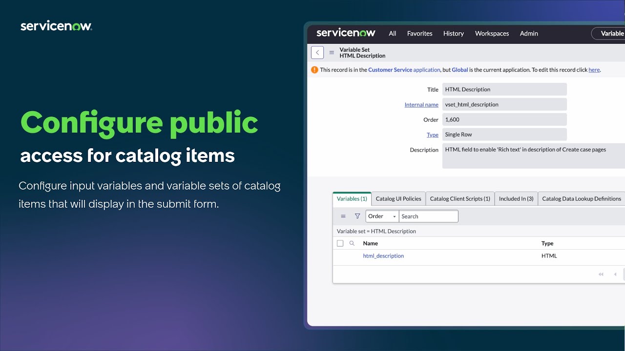 Configure public access for catalog items