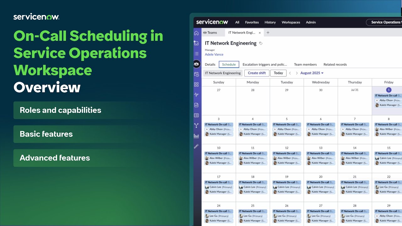 On-Call Scheduling in Service Operations Workspace | Overview