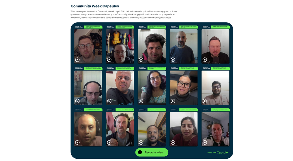 Community Week Capsules: Hit record, earn a badge, win a prize!