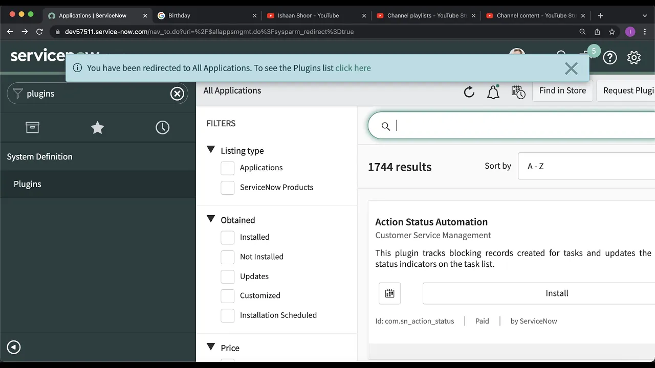 How to see all the plugins installed on your ServiceNow instance