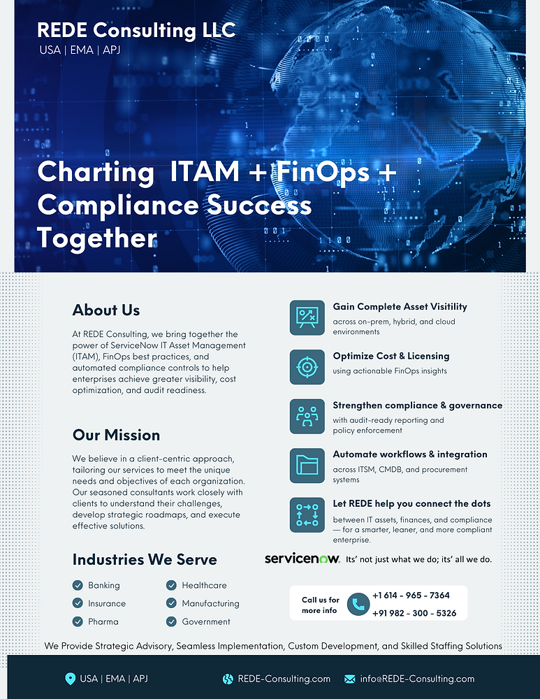 Charting ServiceNow ITAM + FinOps + Compliance for Enterprise Success
