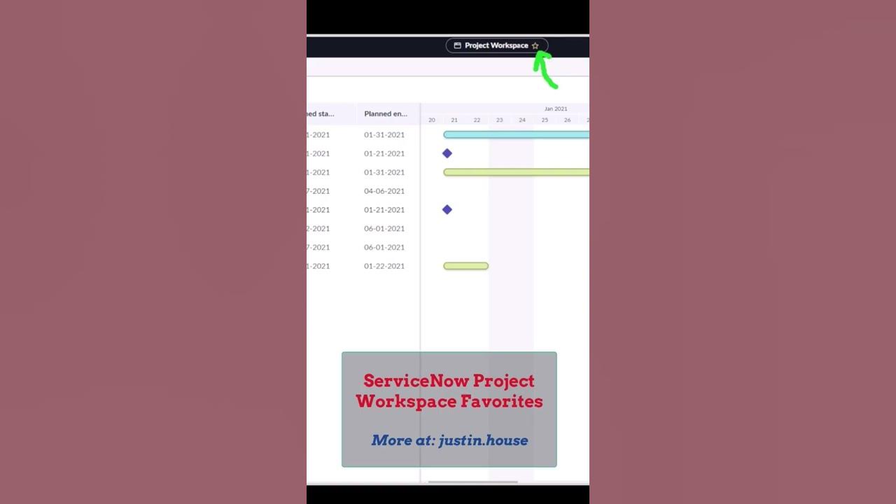 ServiceNow Project Workspace Favorites