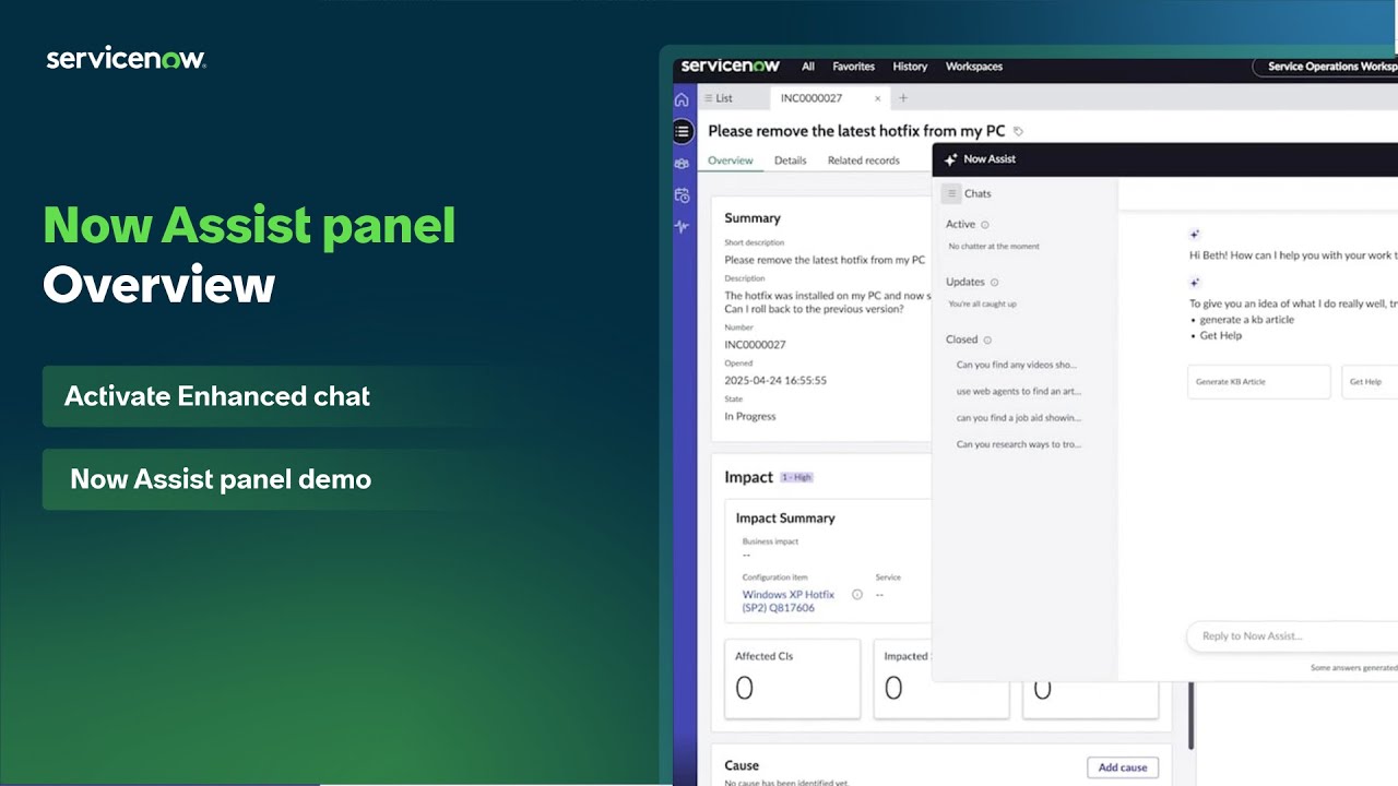 Now Assist panel | Overview