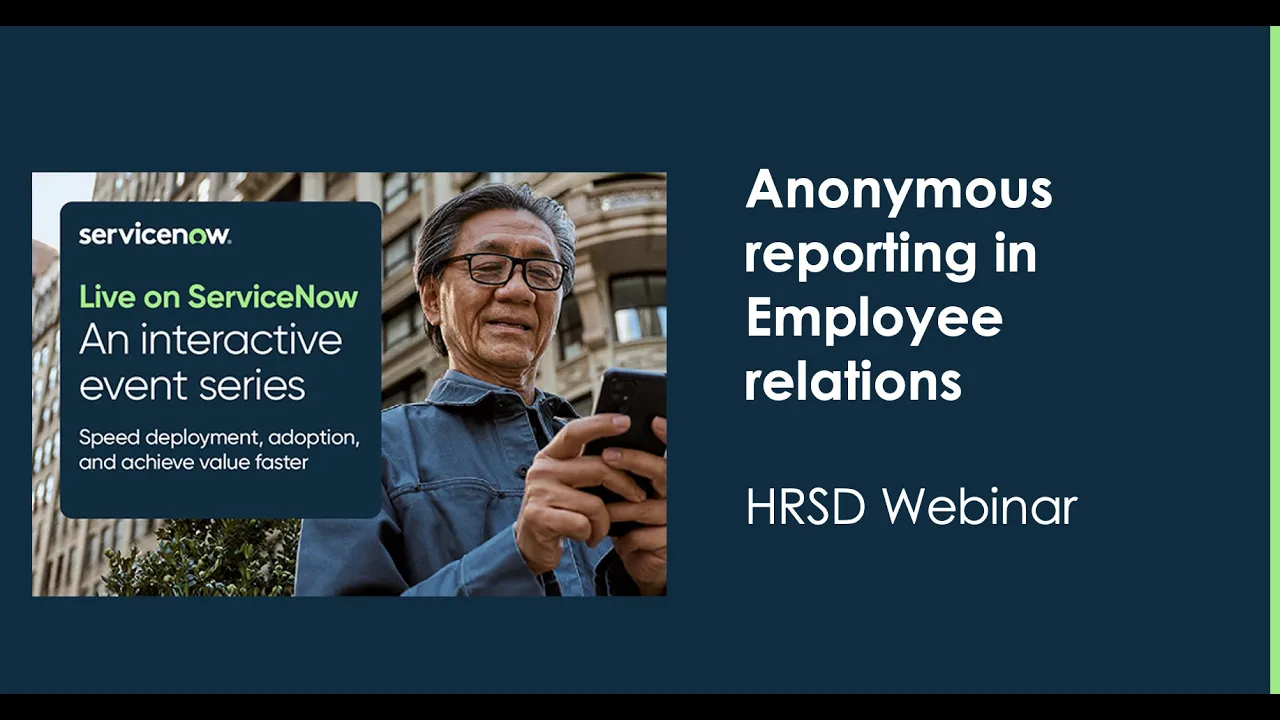 HRSD: Anonymous reporting in Employee relations