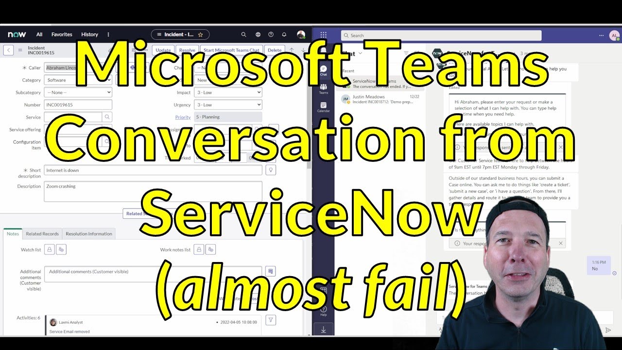 Microsoft Teams Conversation from ServiceNow (almost fail)