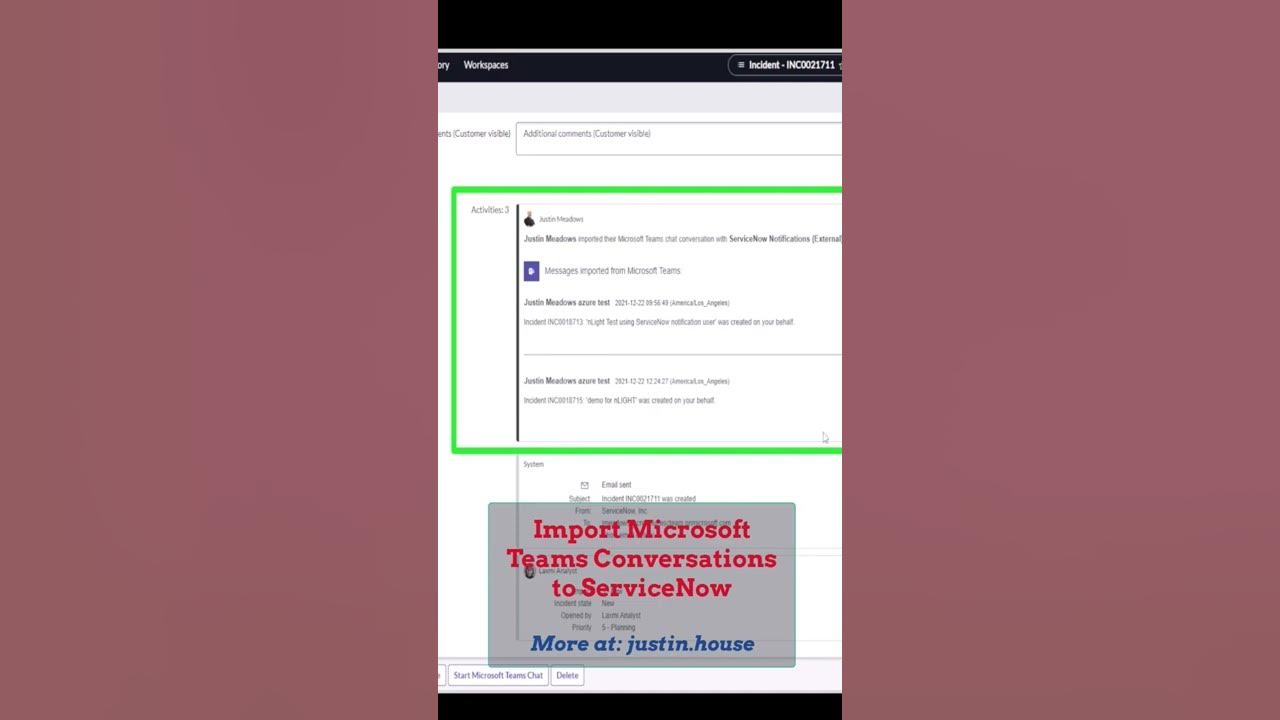 Import Microsoft Teams Conversations to ServiceNow