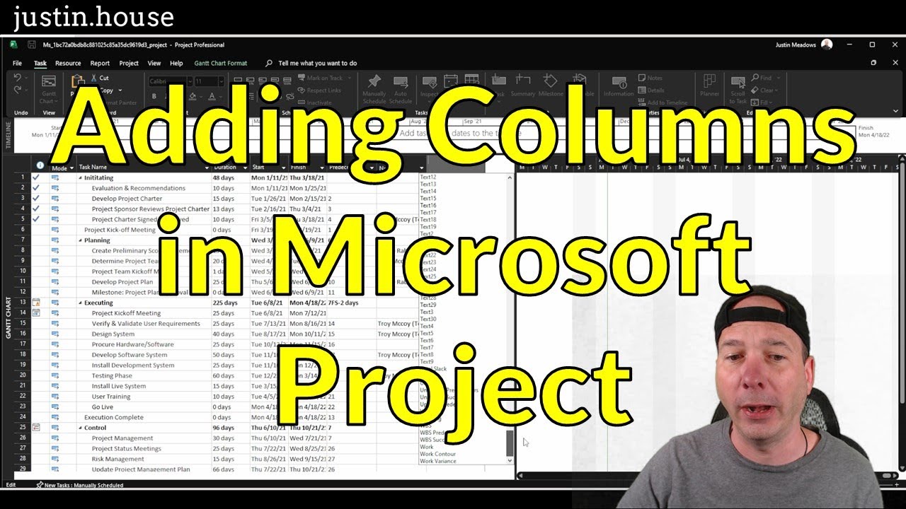 Adding Columns in Microsoft Project