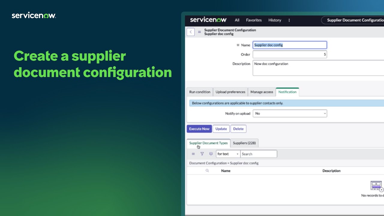 Create a supplier document configuration
