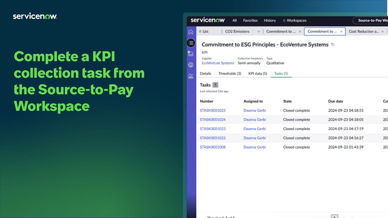 Complete a KPI collection task from the Source to Pay Workspace