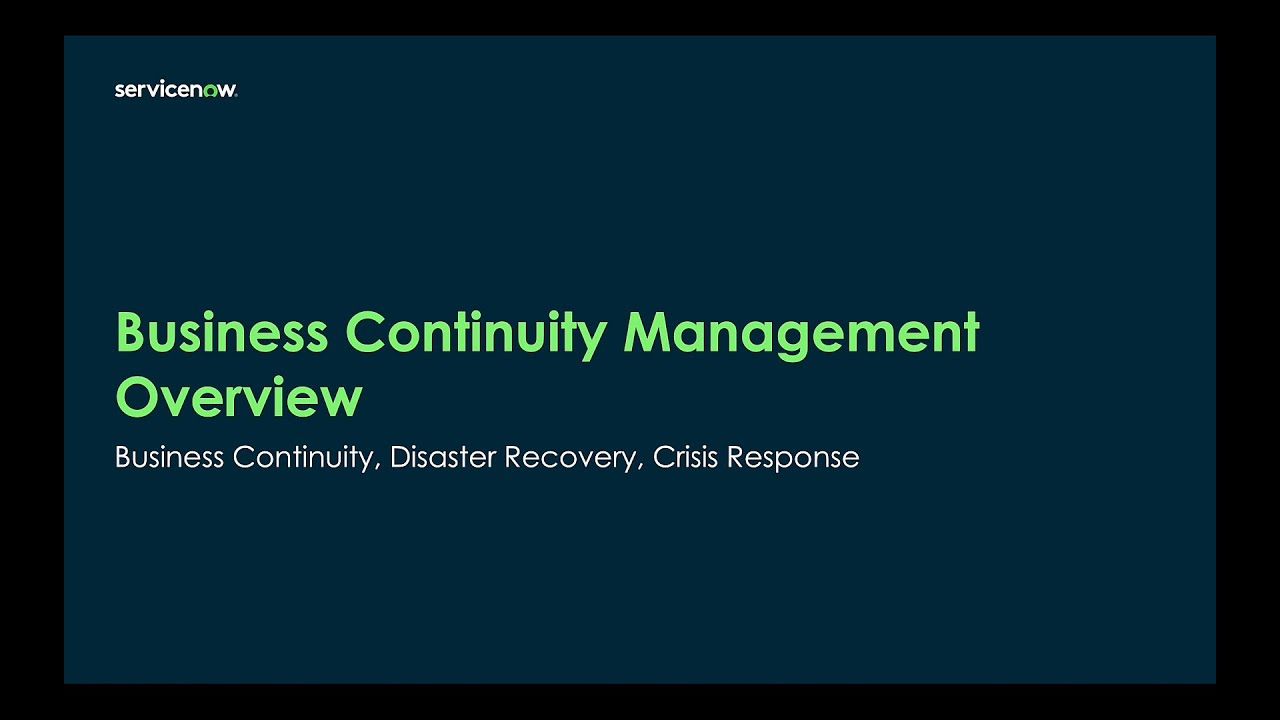 Business Continuity Management Overview