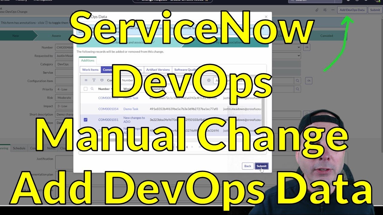ServiceNow DevOps Manual Change Add DevOps Data